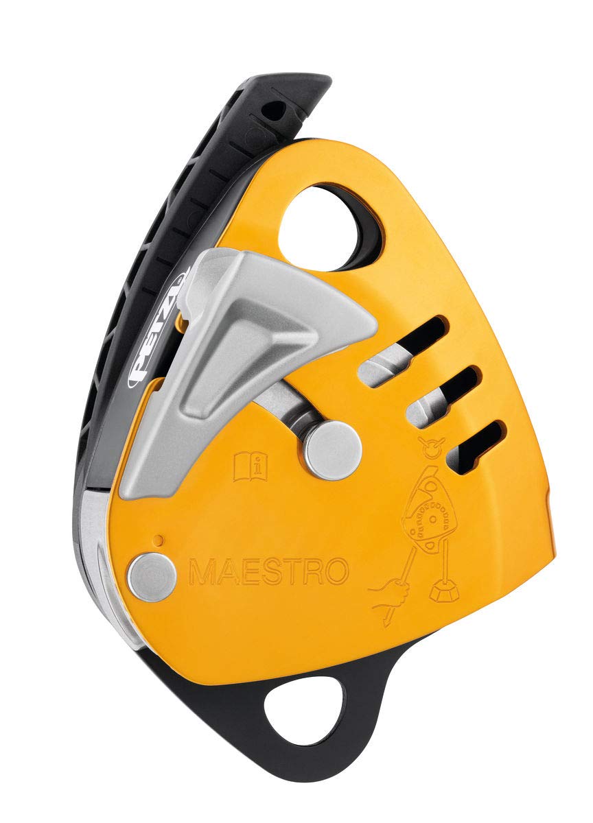 Petzl Maestro S descender with rope-marking guides enables quick setup.