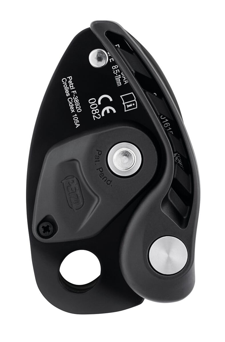 Petzl NEOX cam-blocking mechanism engages when weighted to secure rope