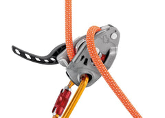 PETZL NEOX close-up of ergonomic handle for comfortable lowering control