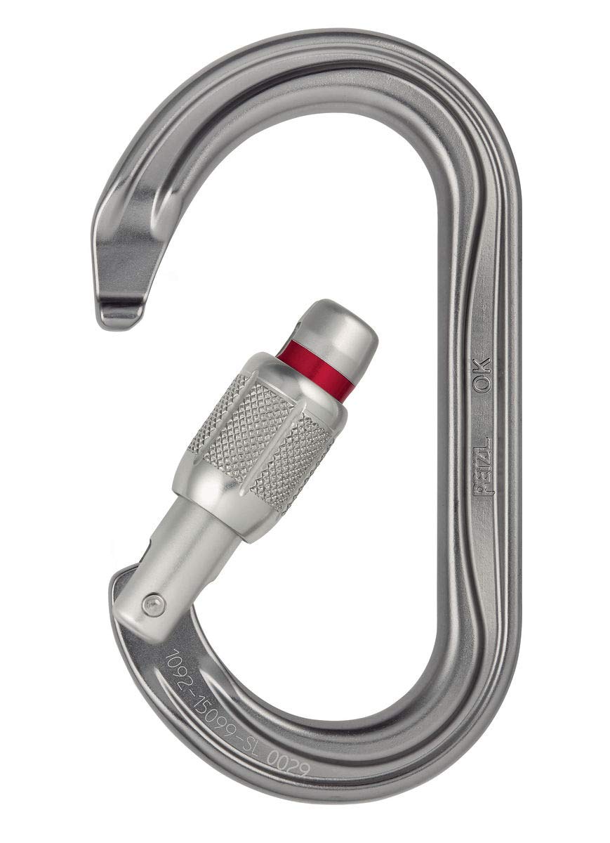 Petzl OK carabiner features Keylock design to avoid snagging during climbs.