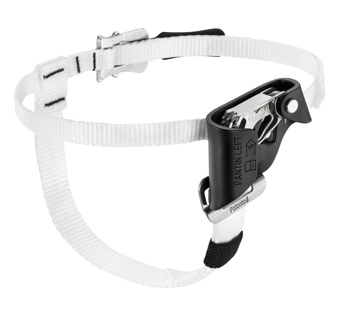 Petzl Pantin left foot ascender in use for upright rope ascent efficiency