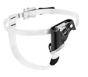 Petzl Pantin left foot ascender in use for upright rope ascent efficiency