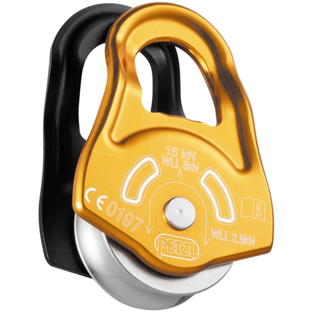 PETZL Partner Pulley with swinging side plates, lightweight efficiency for rope access.
