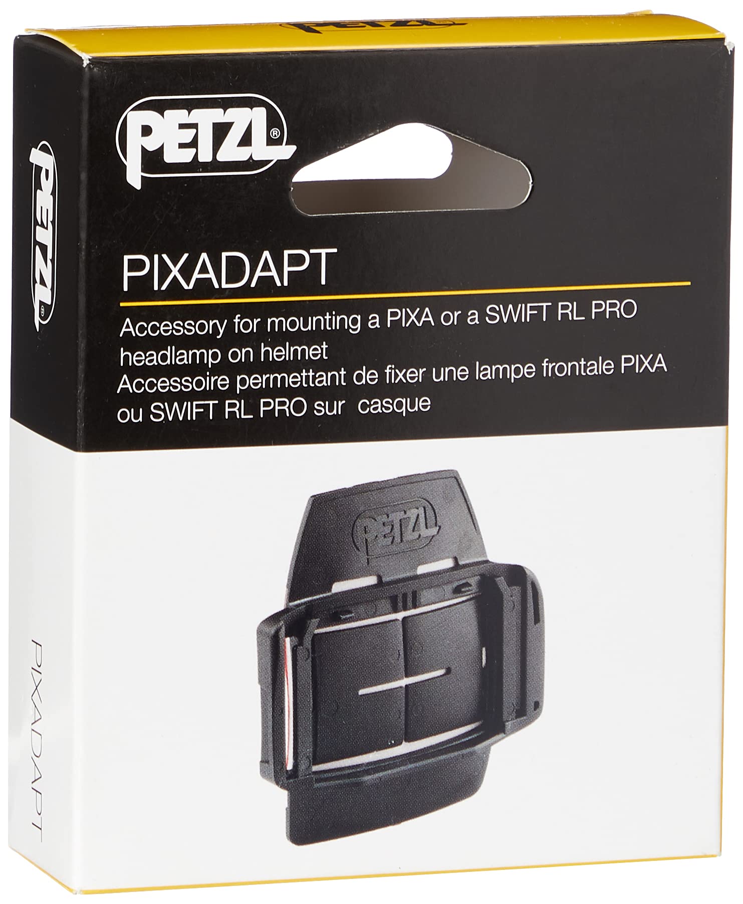 Petzl Pixa headlamp mounted on helmet with tilt adjustment option