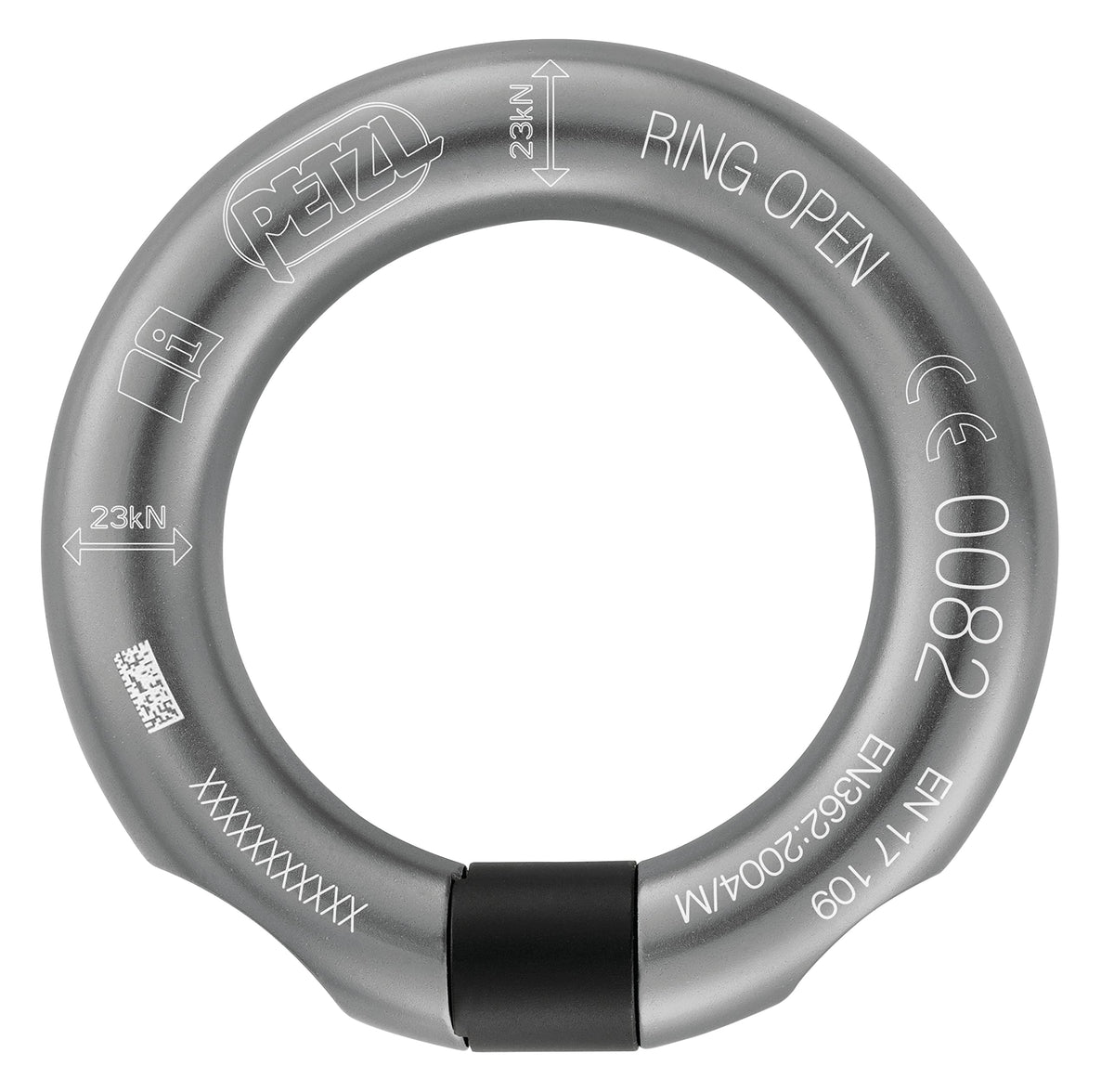 Petzl Ring Open close-up view showing omni-directional loading and compact aluminum body.