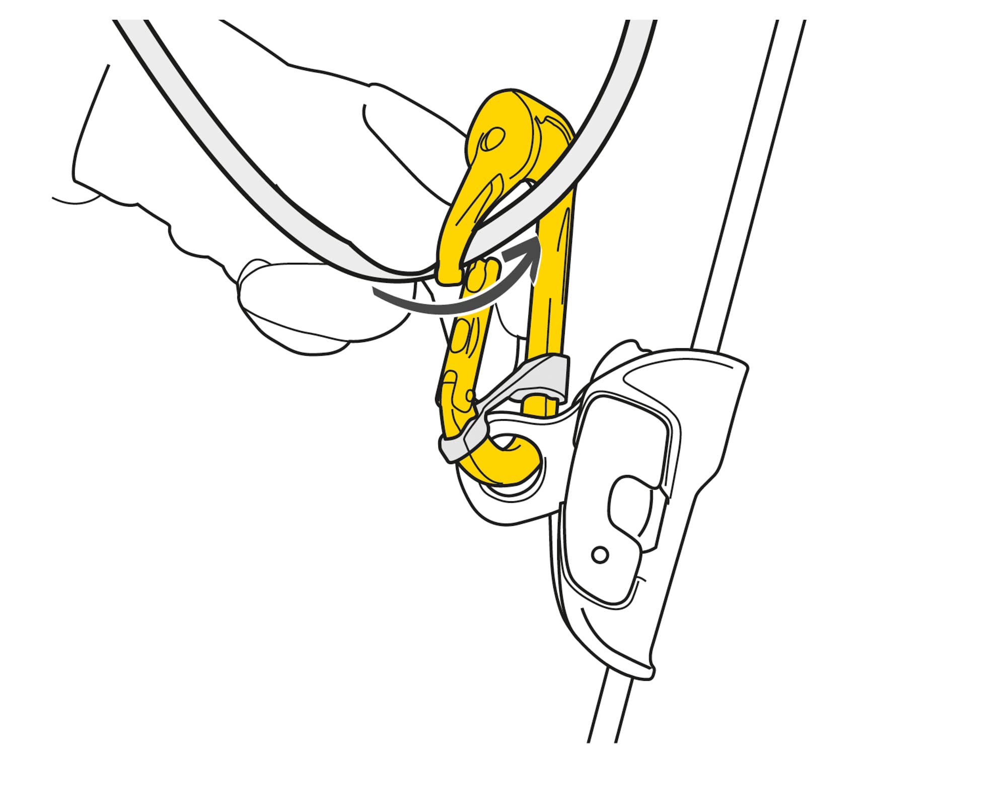 Petzl Rollclip A integrated sheave with sealed bearings for smooth operation.