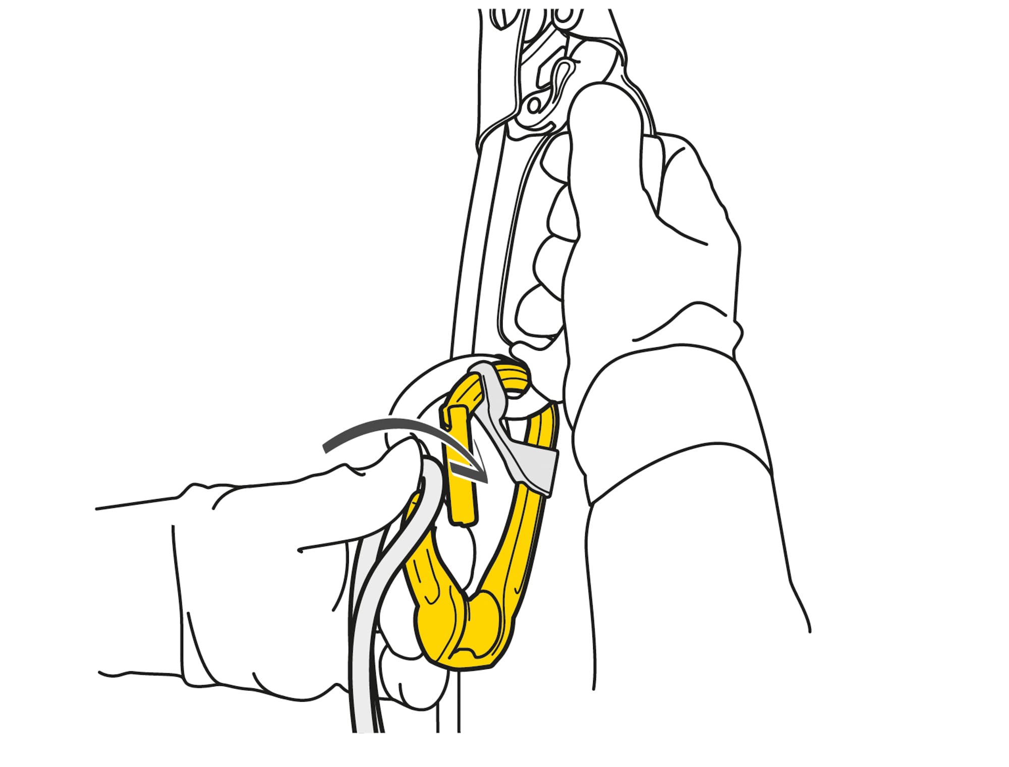 Petzl Rollclip A non-locking gate for quick directional setups.