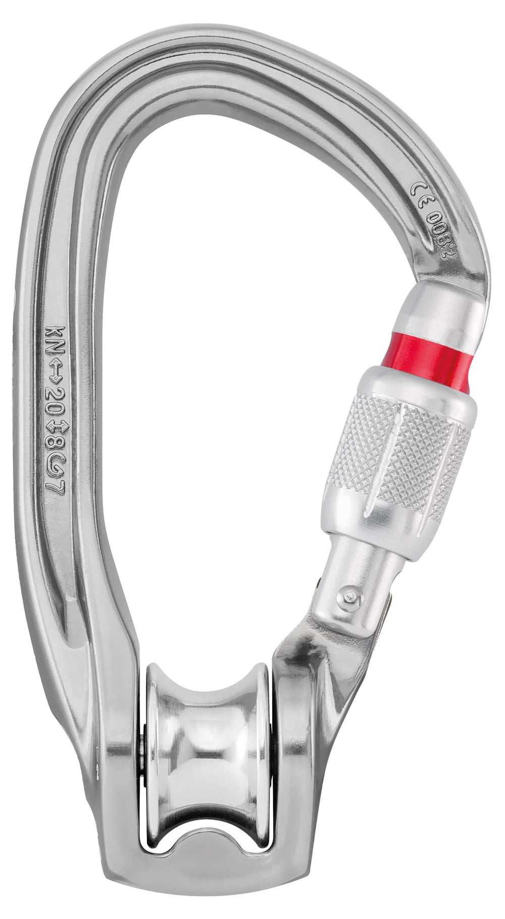 Petzl Rollclip Z pulley carabiner for directional rope work and efficient ascents.