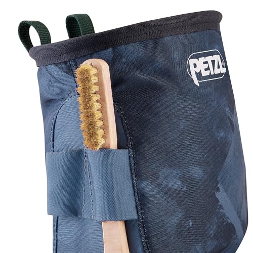 Petzl SAKA white dazzle chalk bag features a zippered pocket for keys.