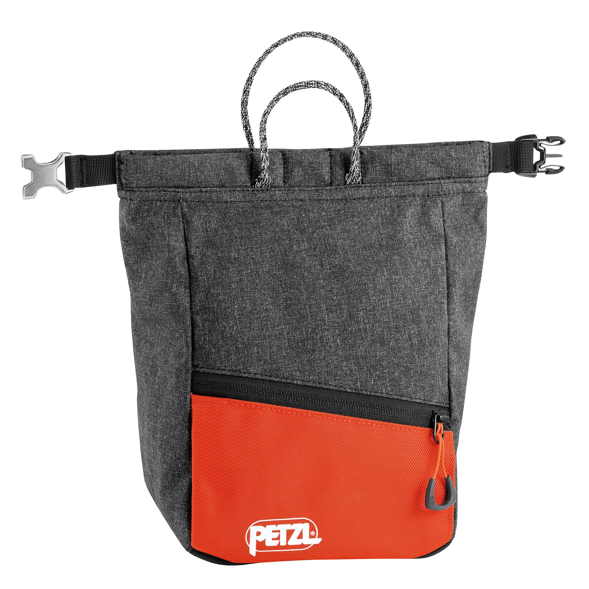 Petzl Sakab chalk bag on ground showing stable base for bouldering