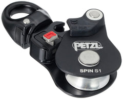 Petzl Spin S1 openable pulley with swivel enables orientation under load for smoother maneuvers.