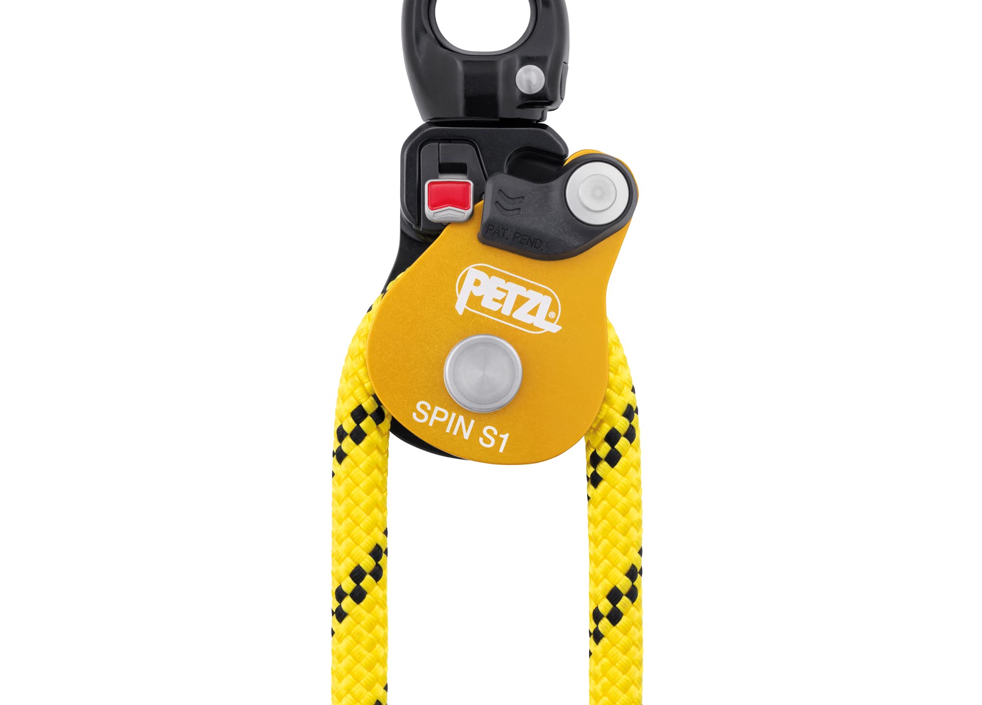 Petzl Spin S1 red indicator signals unlocked status for safer use.
