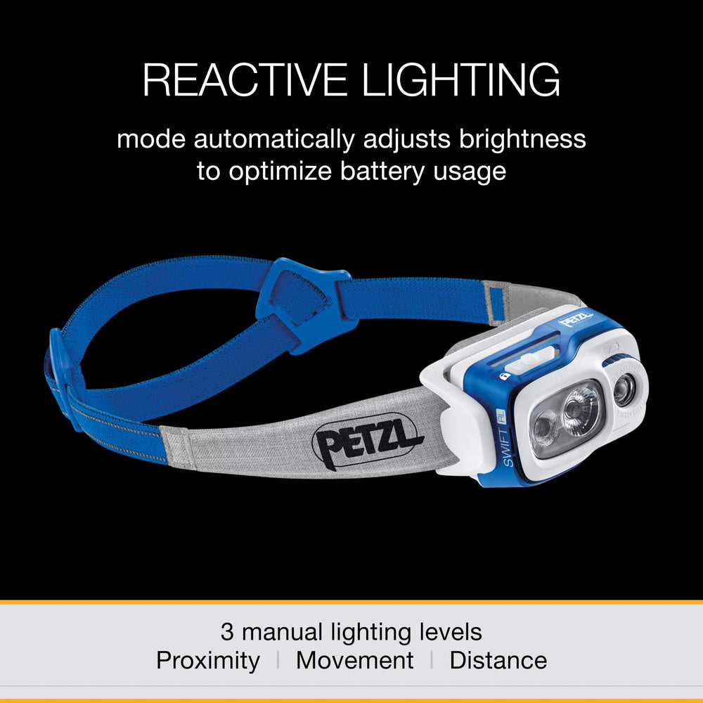 Petzl Swift RL 900 lumens beam delivering bright performance at night