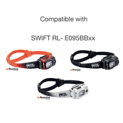 Petzl Swift RL headband adjustable strap highlighting adjustable fit and quick replacement