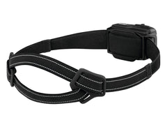 Petzl Swift RL headlamp rear view highlighting USB-C rechargeable battery and long-lasting power.