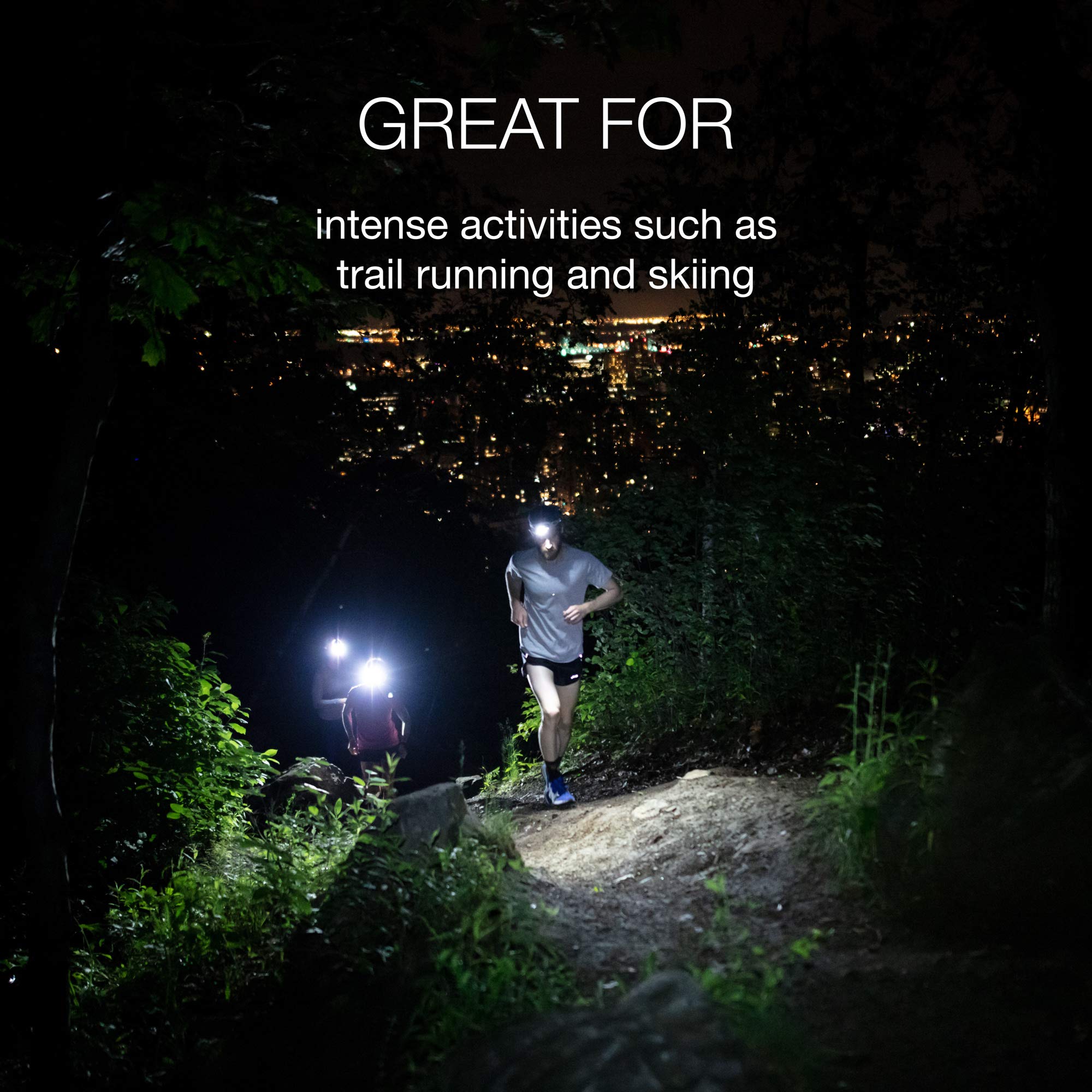 Petzl Swift RL auto-brightness in action with Reactive Lighting tech