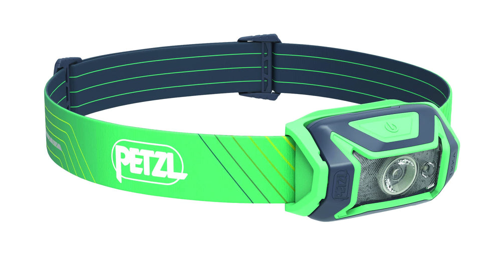 Petzl TIKKA CORE headlamp front view showing compact design for hands-free hiking
