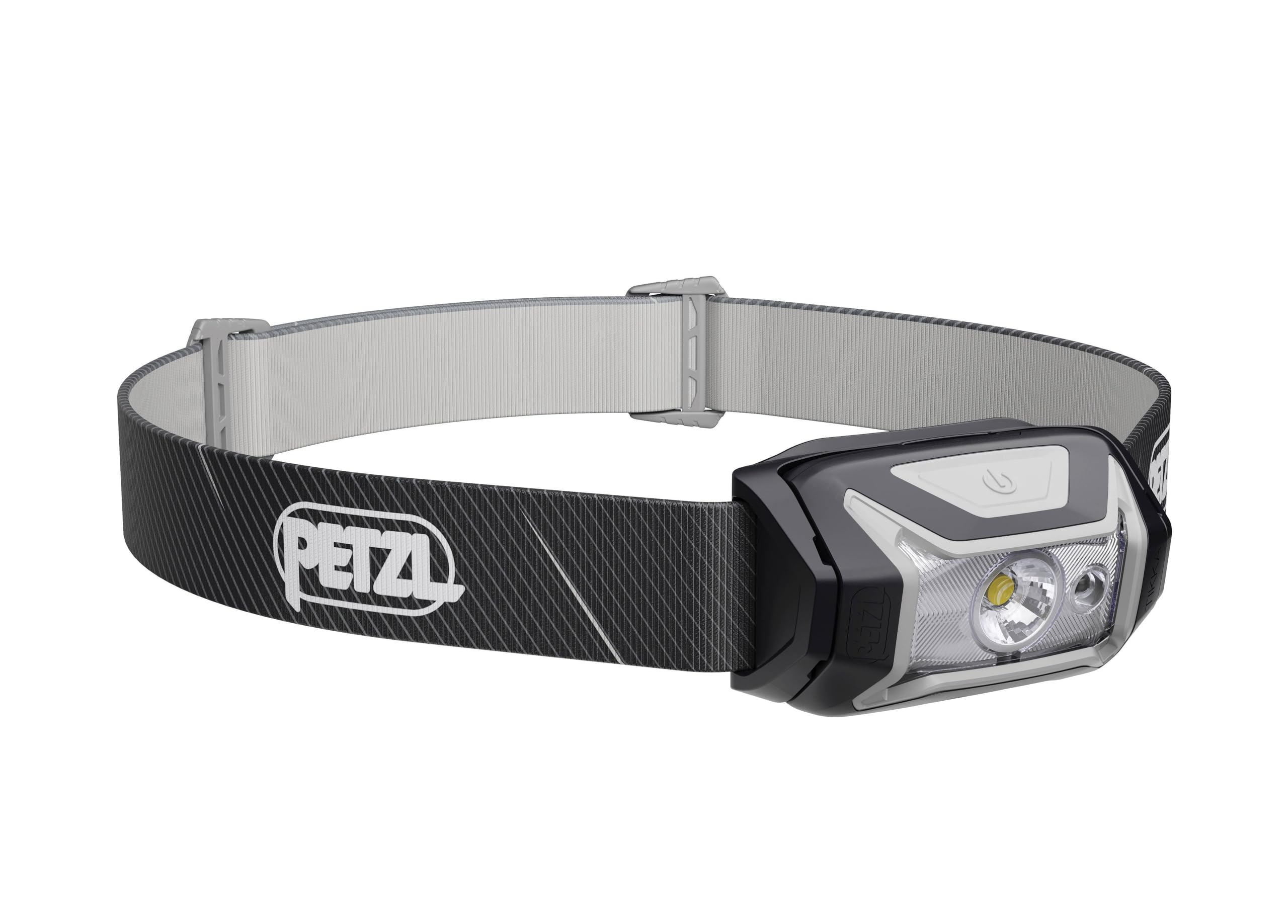 Petzl TIKKA headlamp front view showing compact 350 lumen performance for outdoor use
