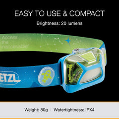 Close-up of PETZL TIKKID battery compartment showing safety design