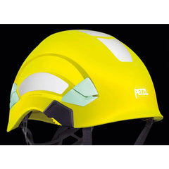 Petzl Vertex reflective stickers precuts applied on helmet for safer night hiking.