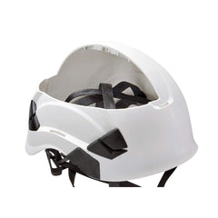 Petzl Vertex Vent ANSI helmet side view showing vents and compatibility.