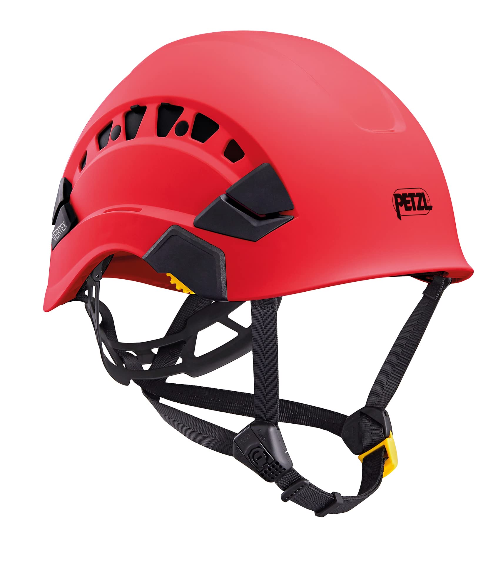 Petzl Vertex Vent helmet front view showing ventilation and secure six-point suspension.