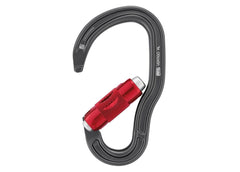 Petzl Vertigo Twist-Lock carabiner shows large 25 mm gate opening for easy anchor connections