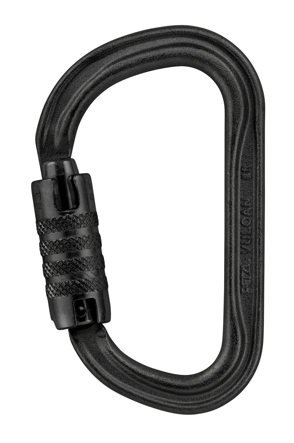 Petzl Vulcan carabiner with TRIACT-LOCK in black for secure hands-free locking.