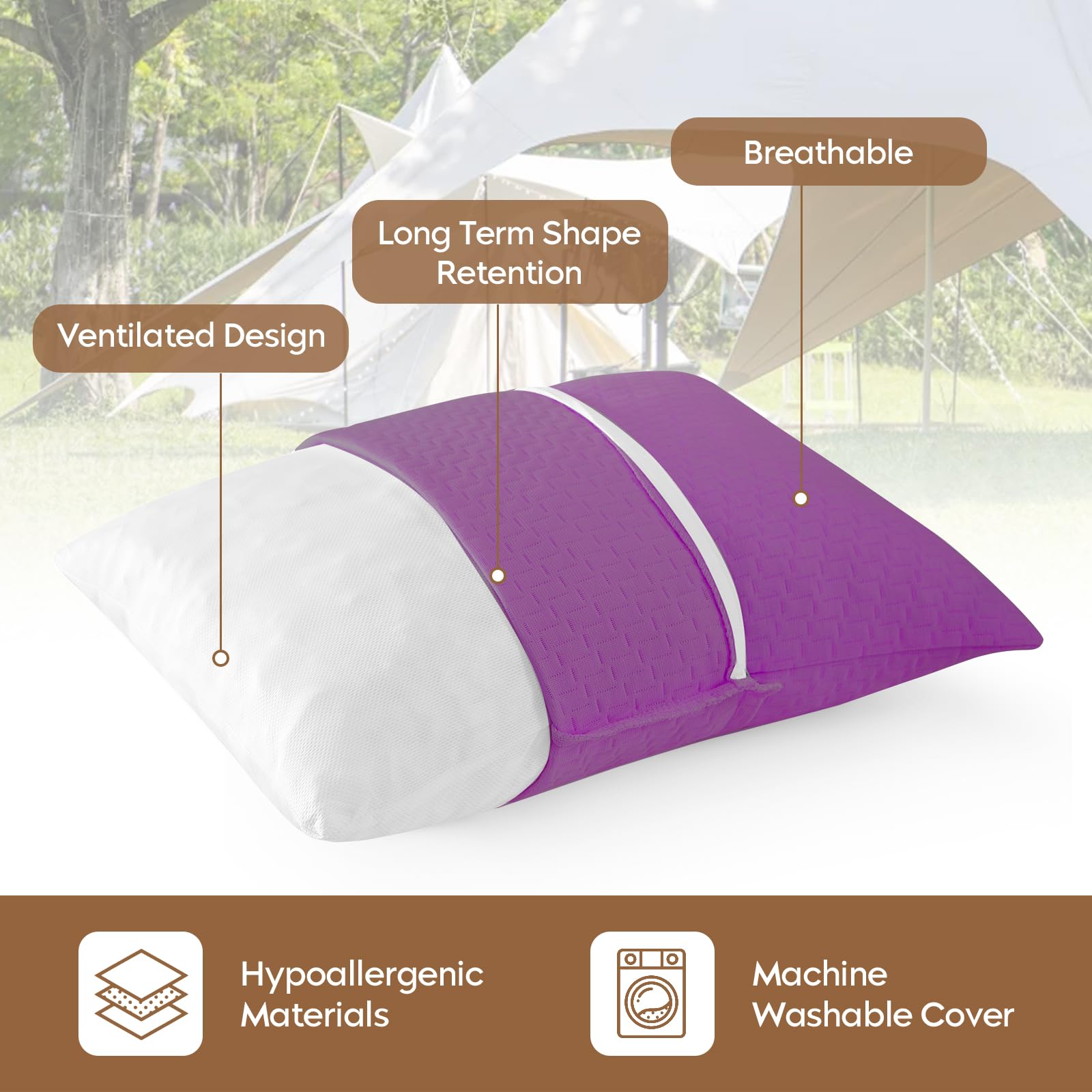 PEUJEW travel pillow in backpack demonstrates compact packing and portability.