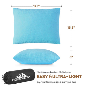 PEUJEW travel pillow packable for easy packing in carry-on.