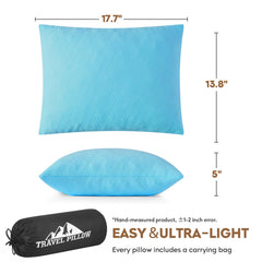 PEUJEW travel pillow packable for easy packing in carry-on.