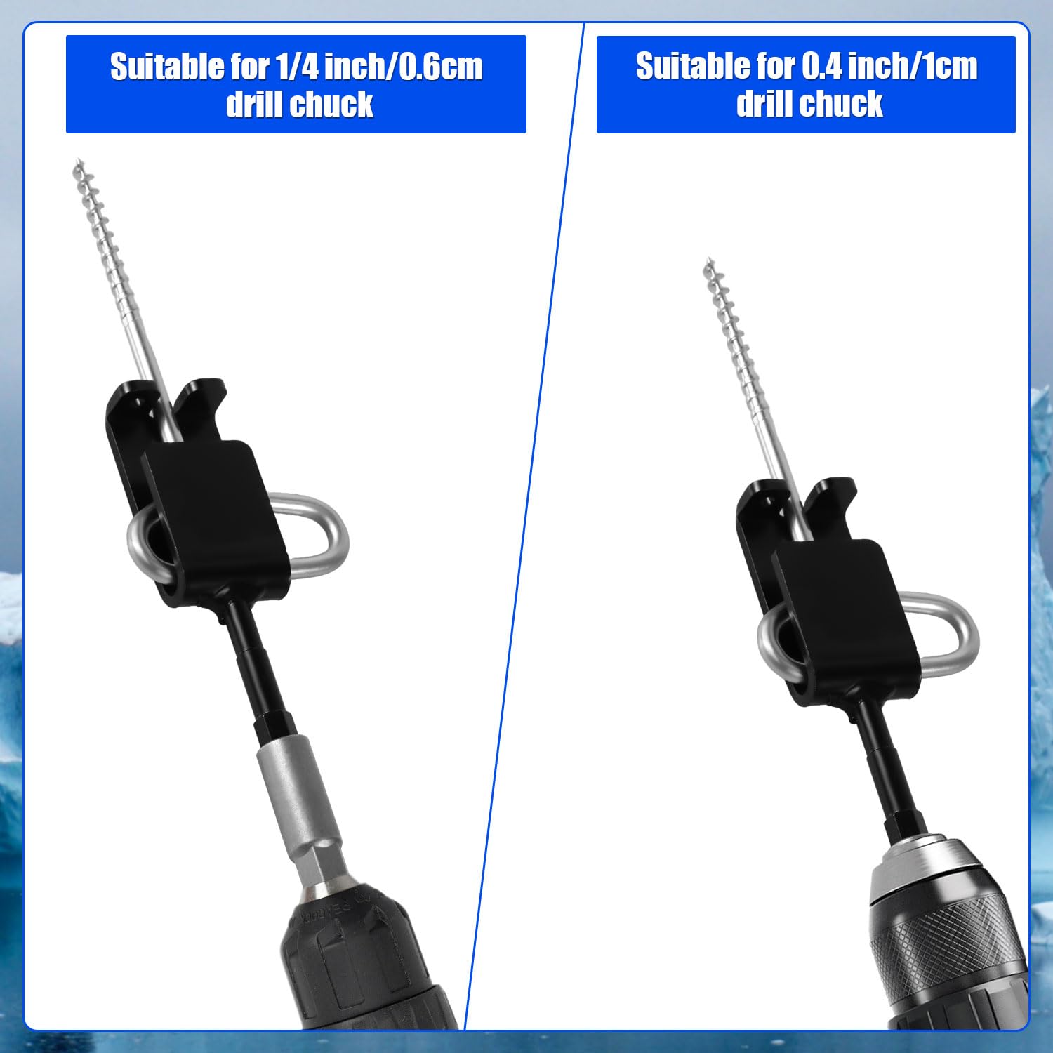 Carbon steel ice fishing tent pegs in use