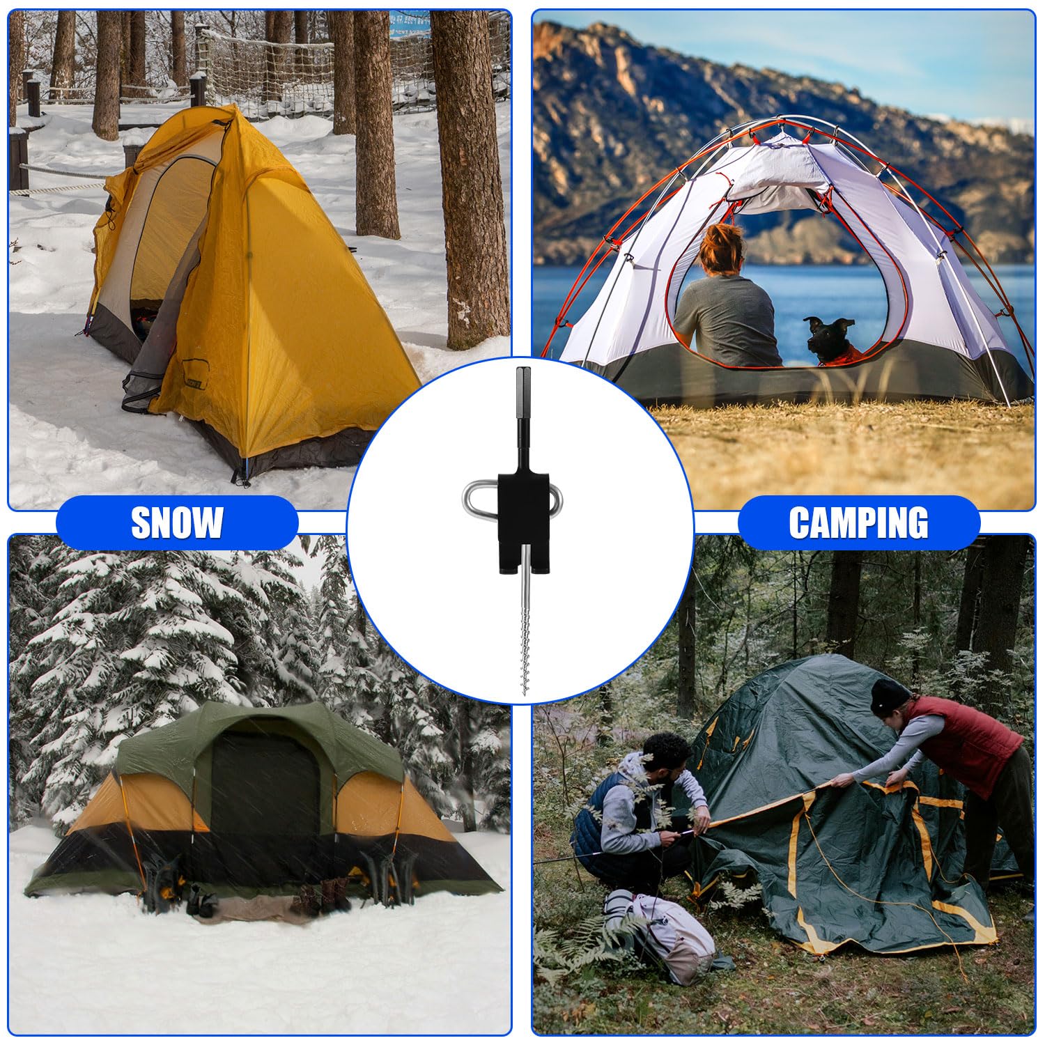 Ice fishing shelter setup using PEUTIER anchor kit