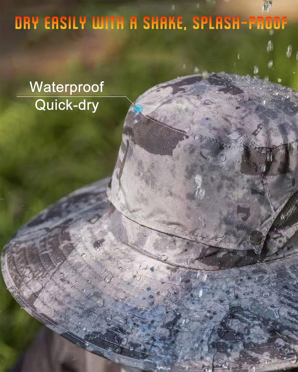 pewjury wide brim solar fan hat side view highlights hands-free cooling while fishing.