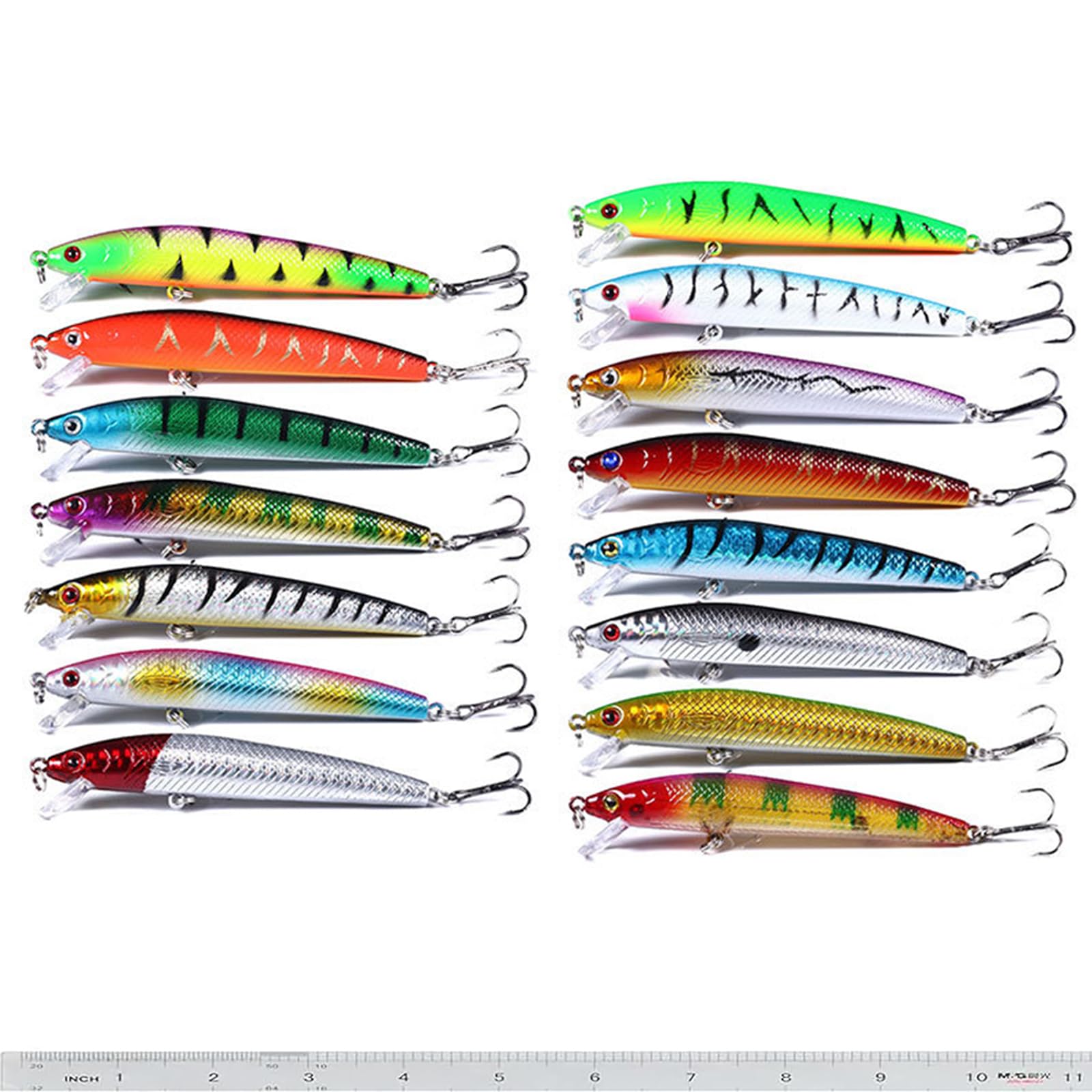 Pezlun 15-piece fishing lures kit - Minnow, Popper, and Crank baits