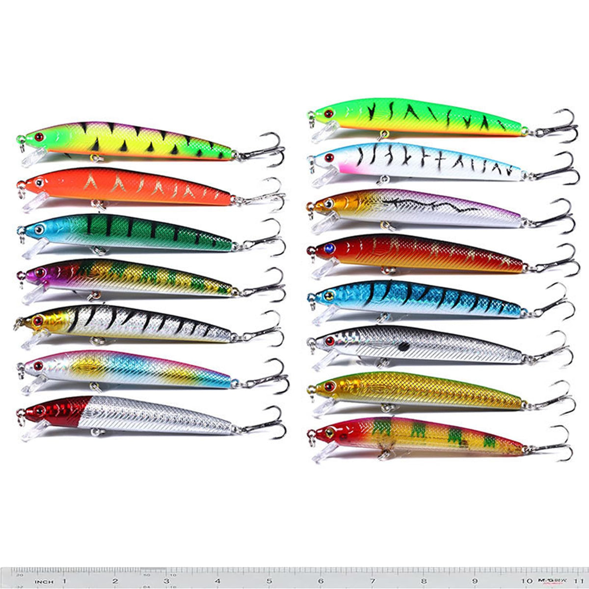 Pezlun 15-piece fishing lures kit - Minnow, Popper, and Crank baits