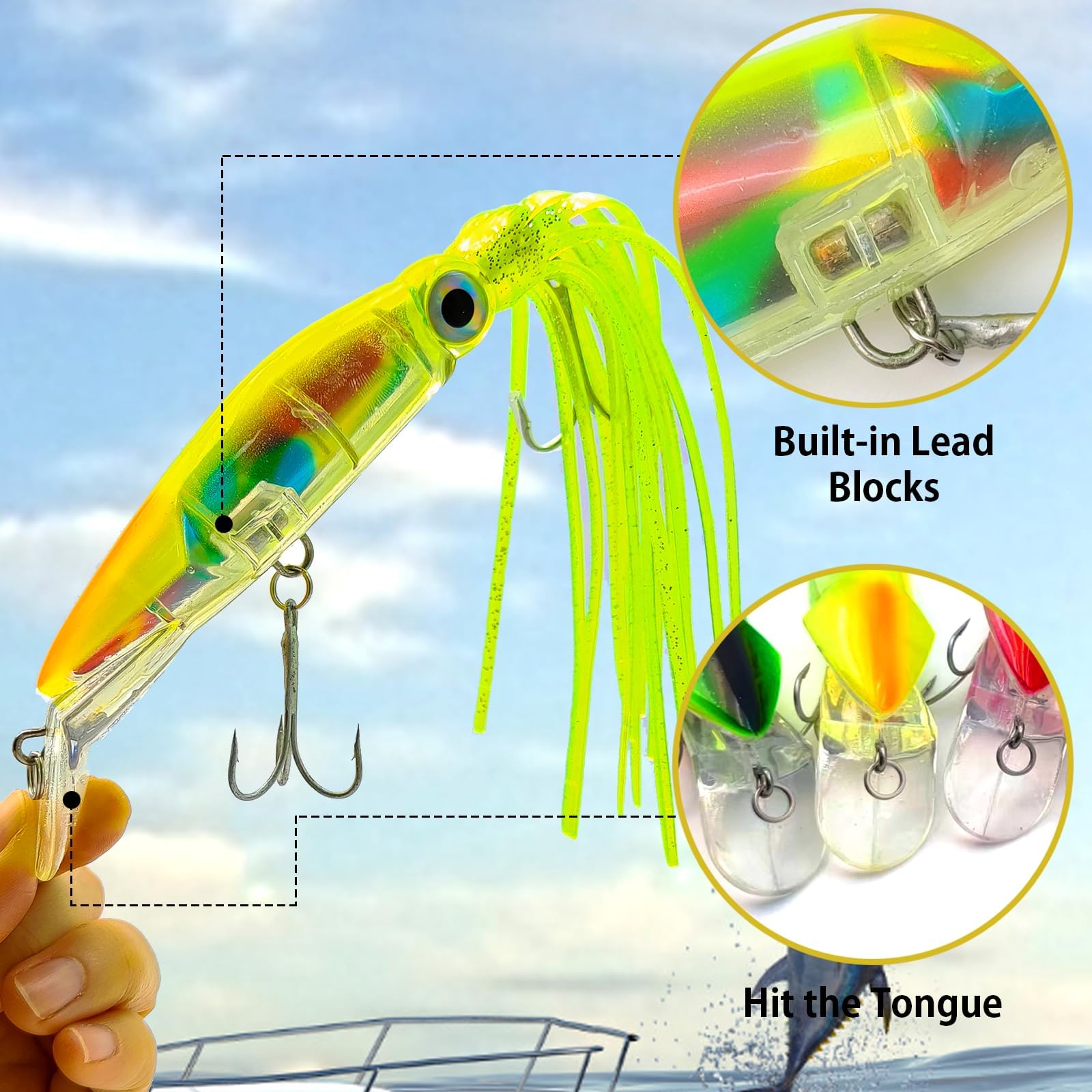 Pfeibk 5pcs saltwater squid lures – color 5