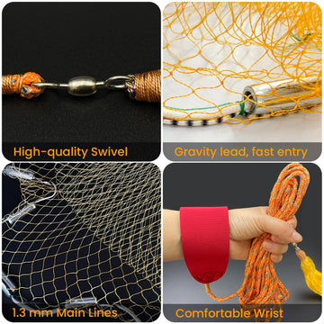 Pfeibk cast net 3-8 mesh closeup highlights uniform spacing for bait efficiency