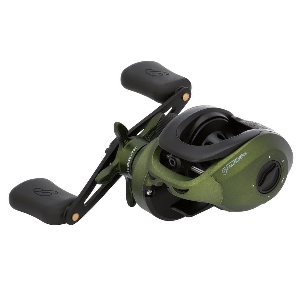 Pflueger Monarch low-profile reel with graphite body for lightweight casting and easy handling.