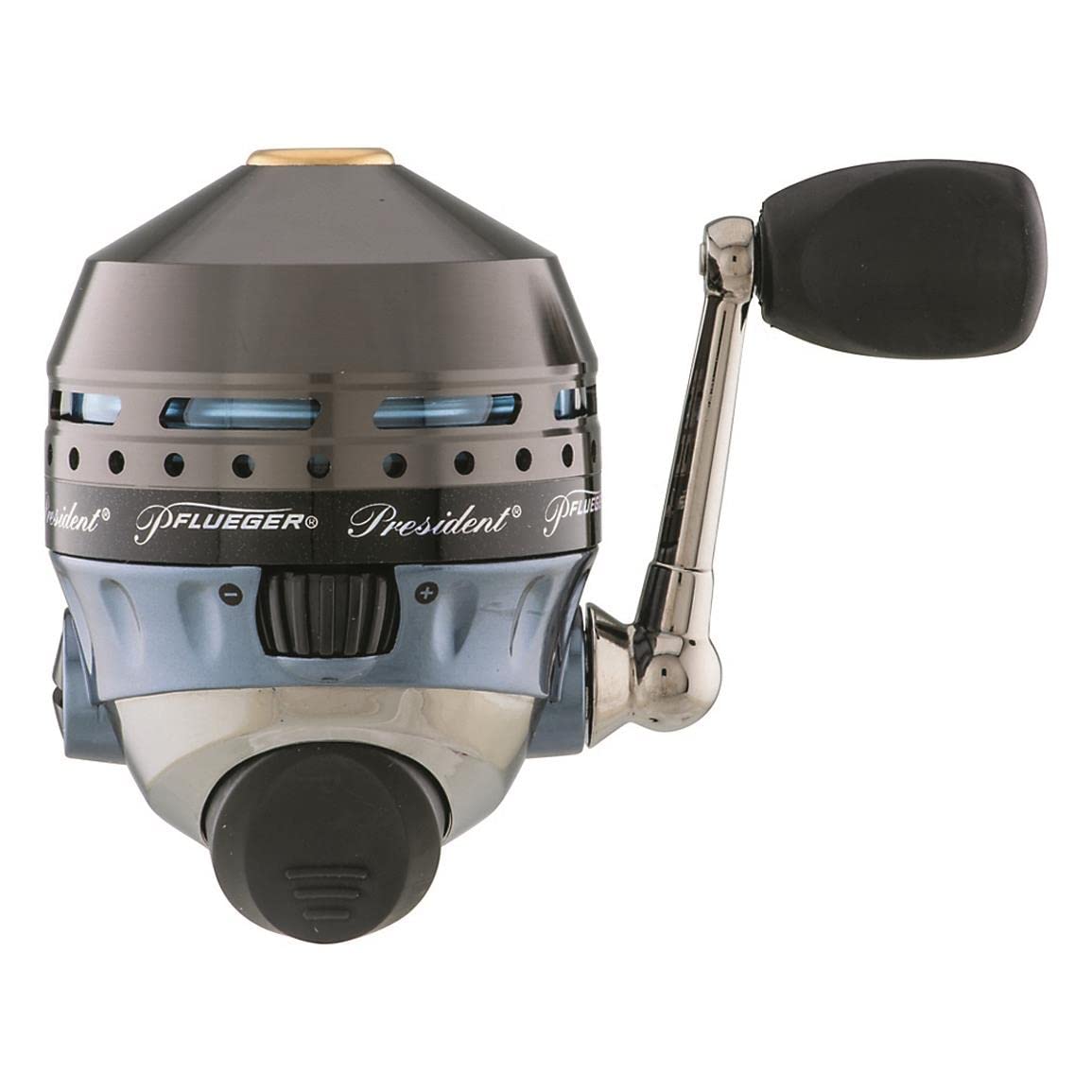 Pflueger President spincast blue aluminum spool for smooth line release
