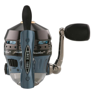 Pflueger President spincast blue on-water use illustrating approachable fishing setup
