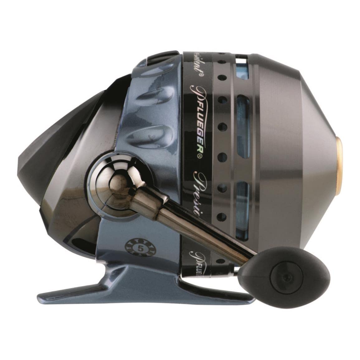 Pflueger President spincast blue soft-touch handle for comfortable casting