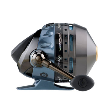 Pflueger President Spincast Reel 10 Blue angle view with right-handed handle