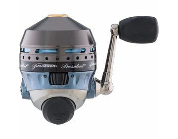 Left-handed handle position on Pflueger President Spincast Reel