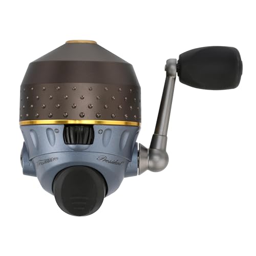 Pflueger President spincast reel aluminum spool supports smooth line release and longer casts.