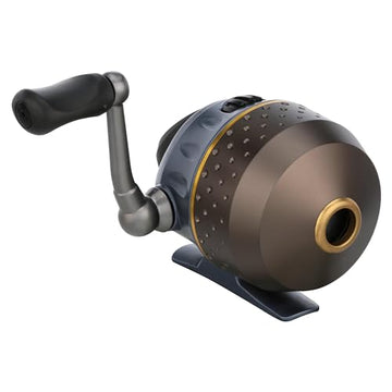 Pflueger President Spincast Size 6 reel with aluminum spool and right/left handle, side view