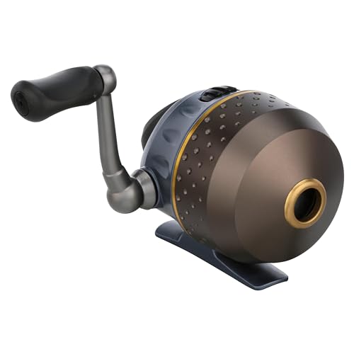 Pflueger President Spincast Size 6 reel with aluminum spool and right/left handle, side view