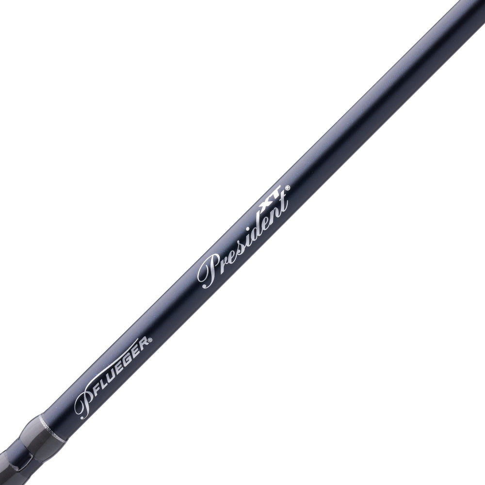 Pflueger President XT rod handles lures from 3/8 to 2 oz for versatile casting.