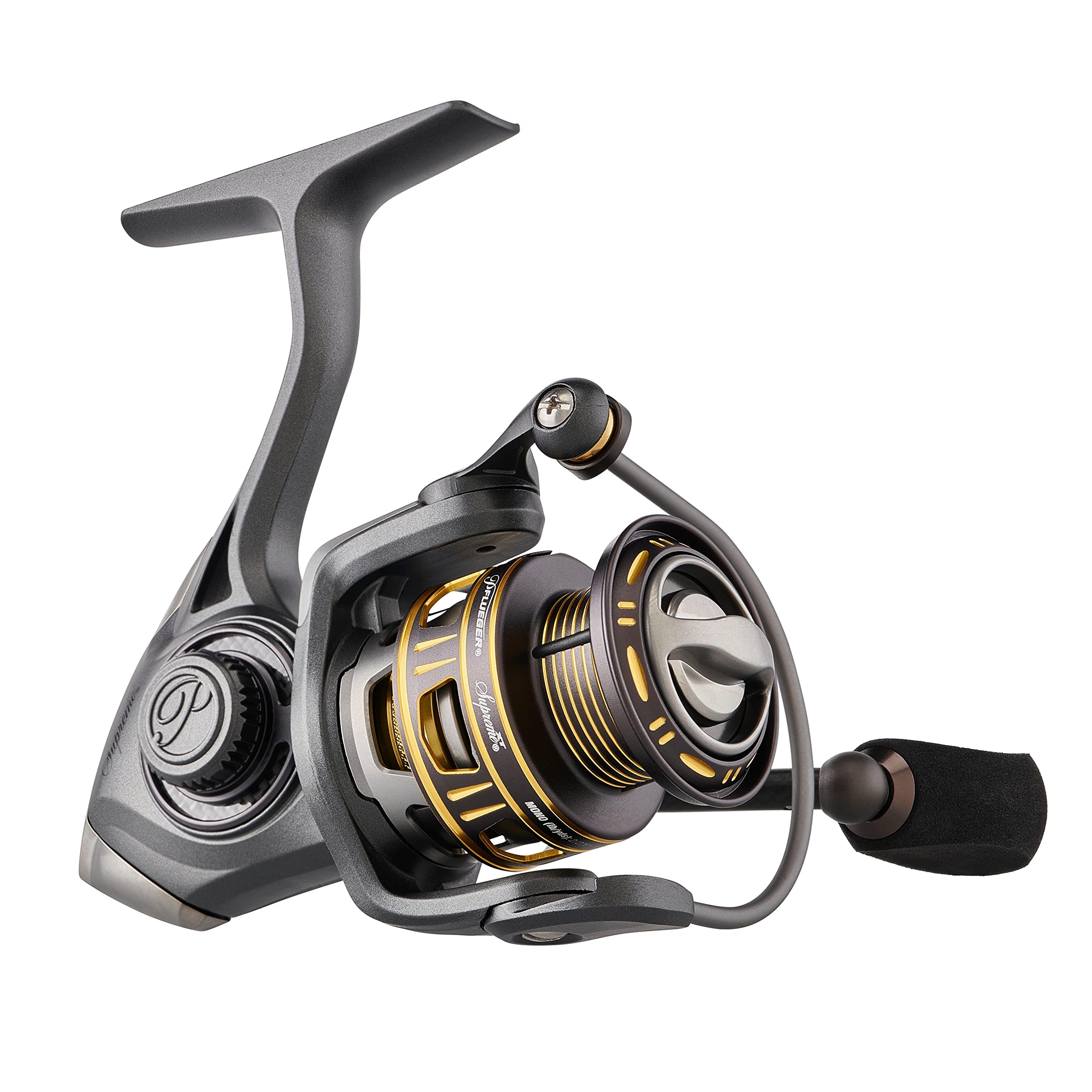 Pflueger Supreme XT 25 Grey front view highlights smooth operation for freshwater fishing