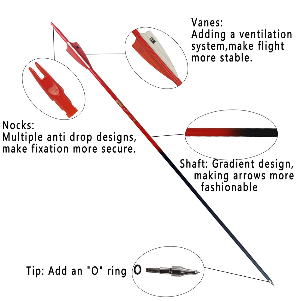 PG1ARCHERY arrow diameter 7-8mm and GPI 15-13 optimize stability and flight.